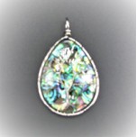 GP Teardrop - Abalone Teardrop Style With Silver Plated Tree Wire pendant - 2 inch Style 1